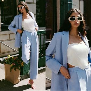 Pastel Blue Zara Blazer and Pants Suit